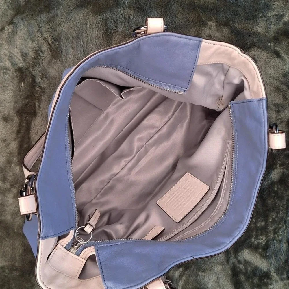 COACH Alexandra Chain Leather Blue And Ivory‎ Bag